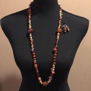 Beaded Necklace and Earrings Set
